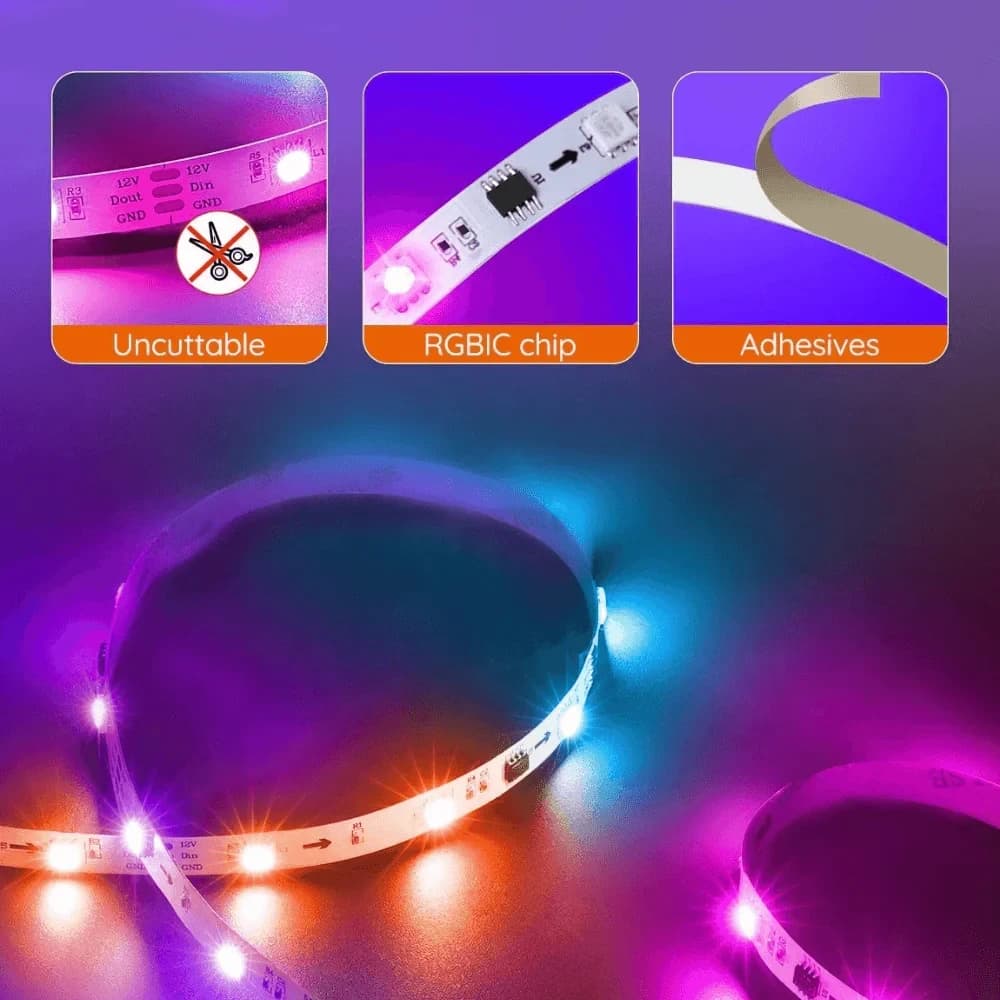 Dream Color LED Strip Lights with Remote Control Waterproof