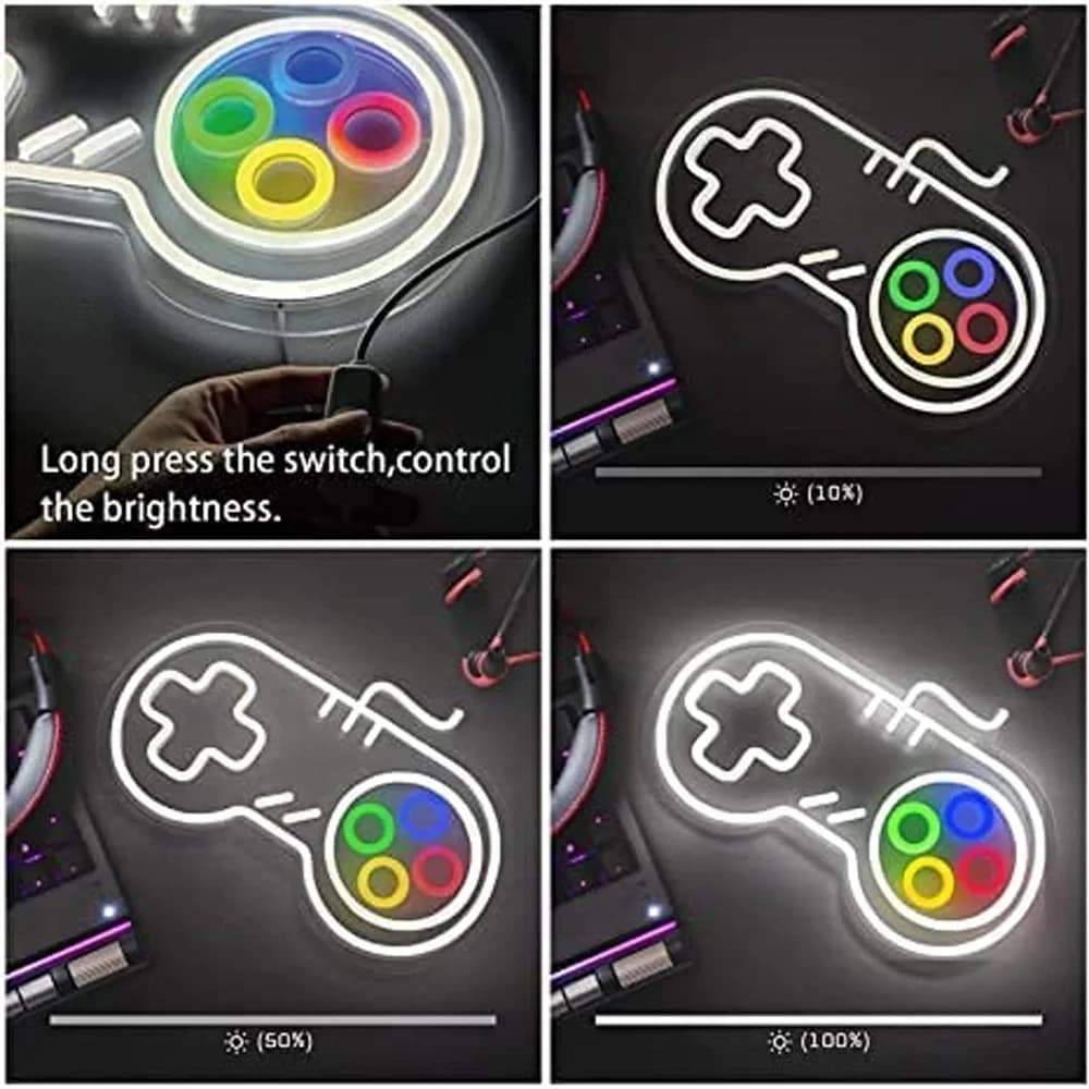 Neon Lights 'Gaming Controller' 14 x 10 Inches Decoration