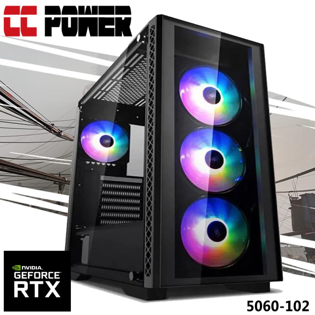 CC Power 5060-102 Gaming PC with Intel Core i5 14th Gen, Nvidia RTX 5060