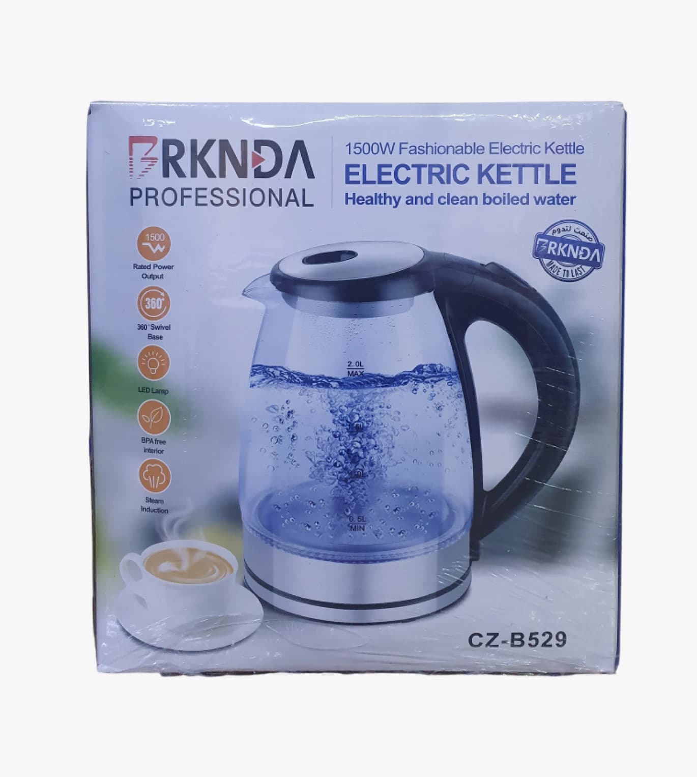 RKND PROFESSIONAL 1.8L Stylish Electric Kettle with LED Light and 360 Degree Swivel Base for Modern Homes