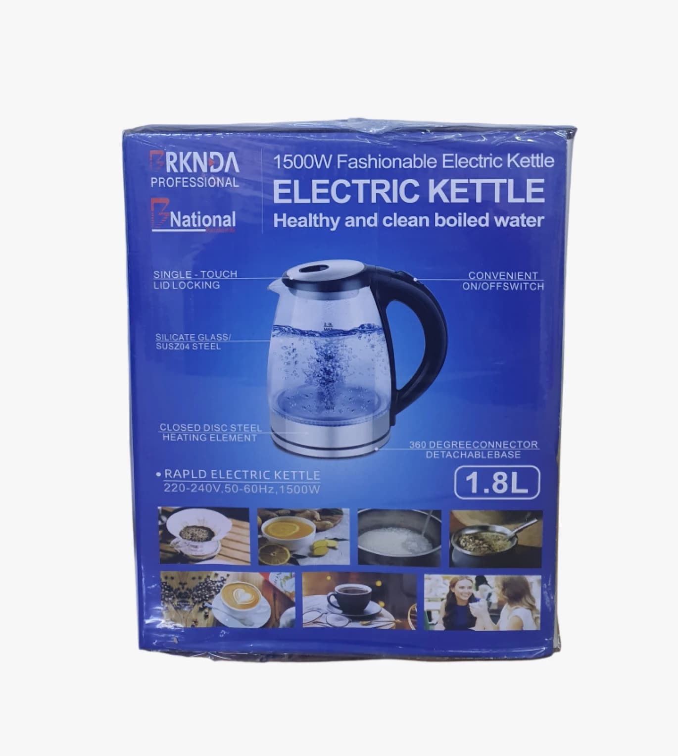 RKND PROFESSIONAL 1.8L Stylish Electric Kettle with LED Light and 360 Degree Swivel Base for Modern Homes