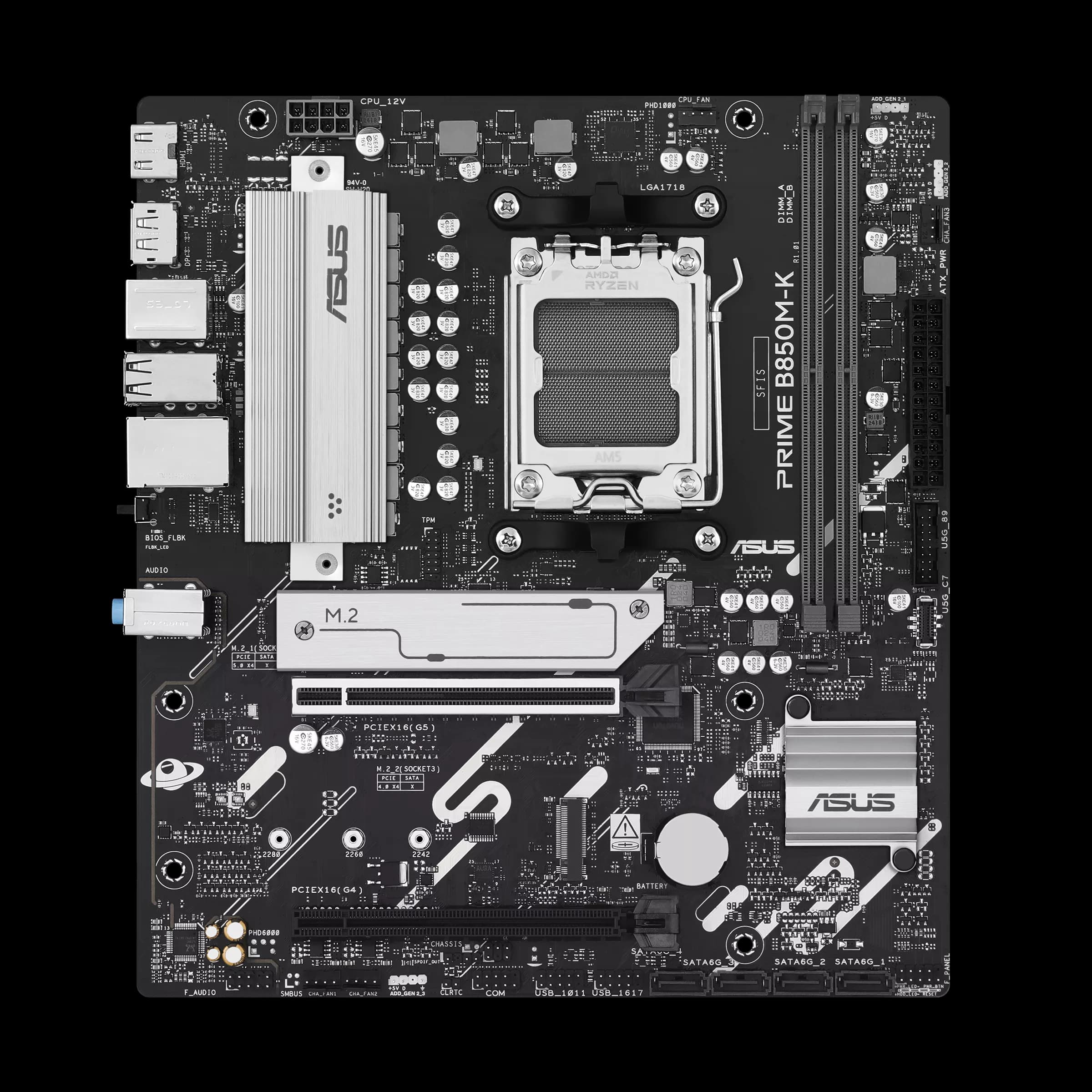 ASUS PRIME B850M-K AM5 Micro ATX AMD B850 Chipset, 2x DDR5 UDIMM Slots