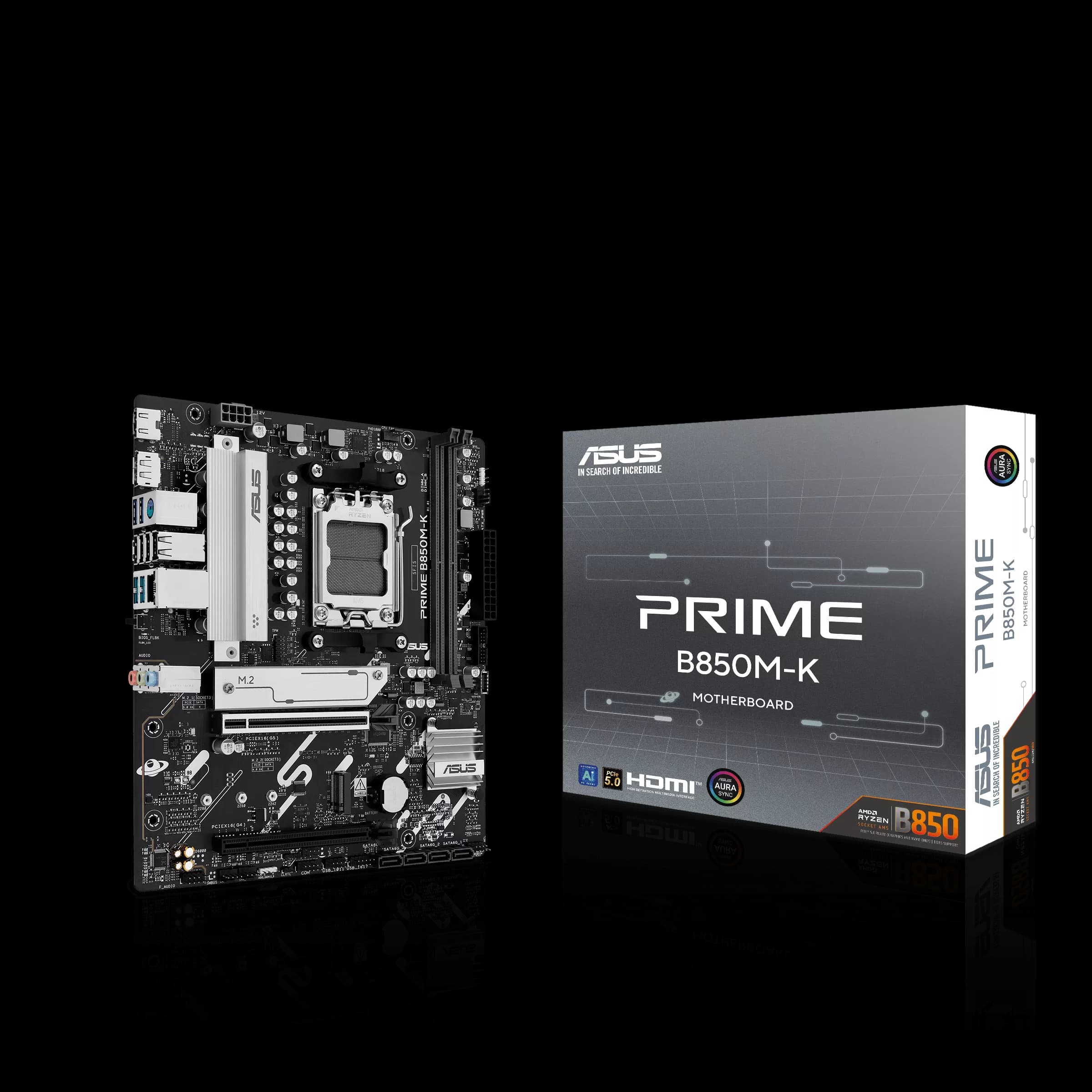 ASUS PRIME B850M-K AM5 Micro ATX AMD B850 Chipset, 2x DDR5 UDIMM Slots