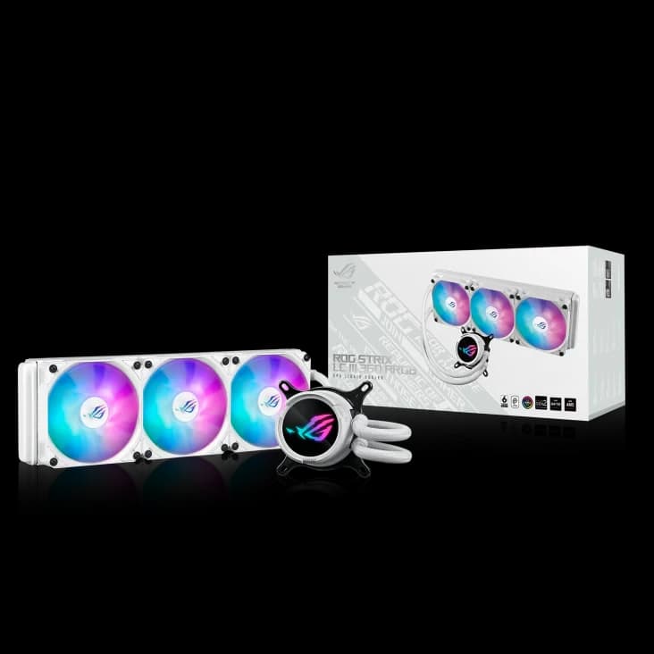 ASUS ROG Strix LC III 360 ARGB CPU Liquid Cooler, 360mm Radiator, 3x ROG STRIX AF-12S ARGB 120mm Fans White