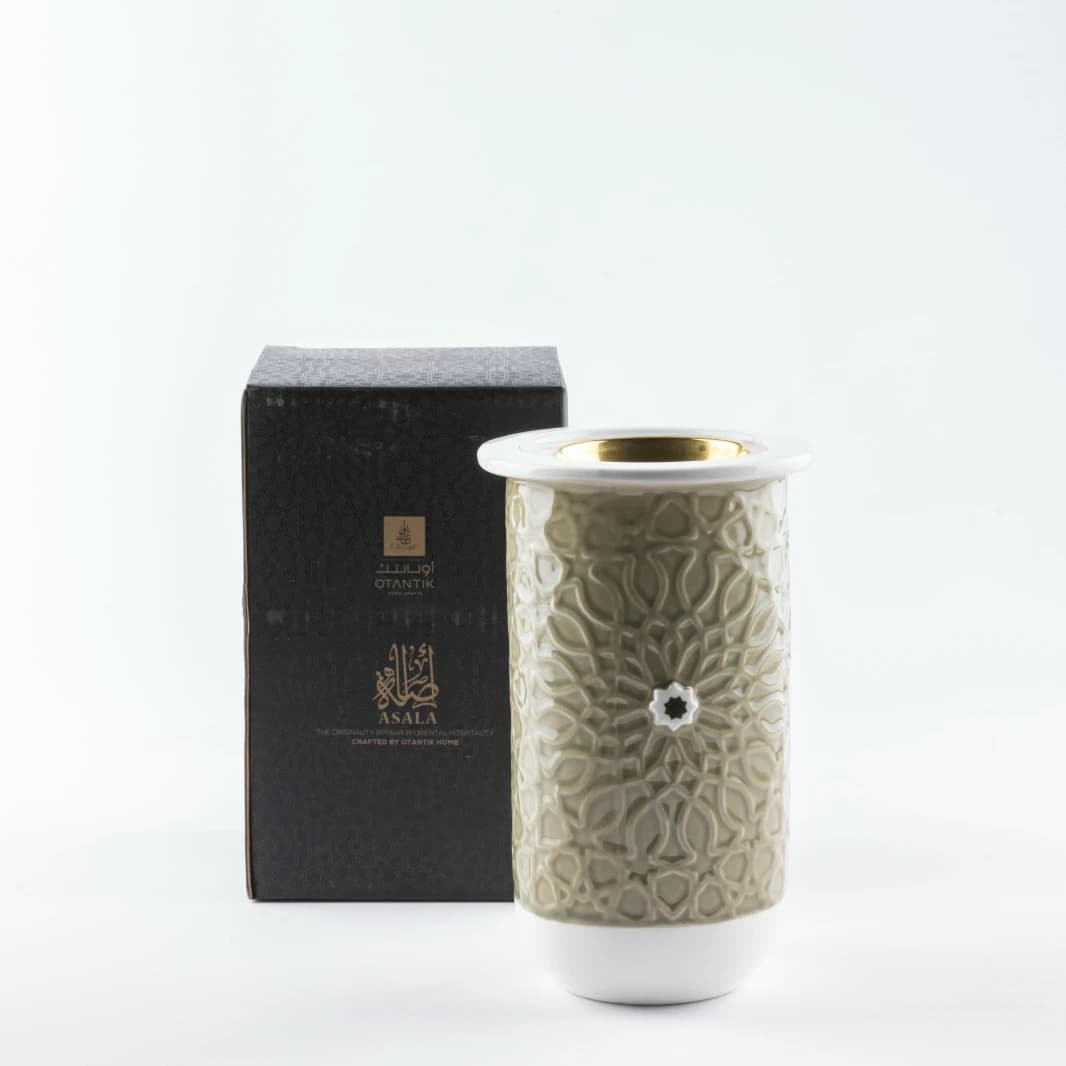 Porcelain Incense Burner by Asala - Green and Gold