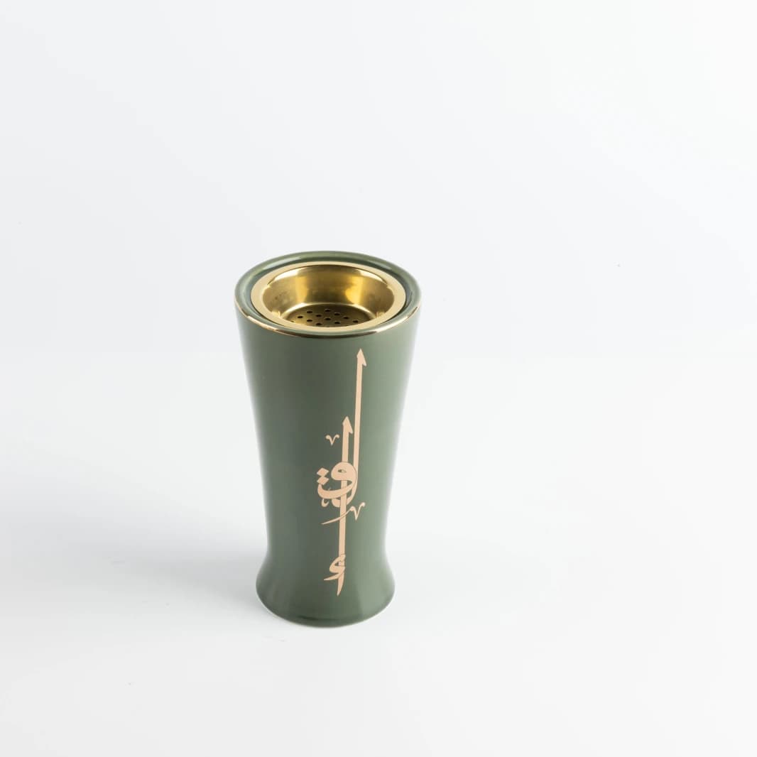 Porcelain Incense Burner by Liqaa - Green and Gold