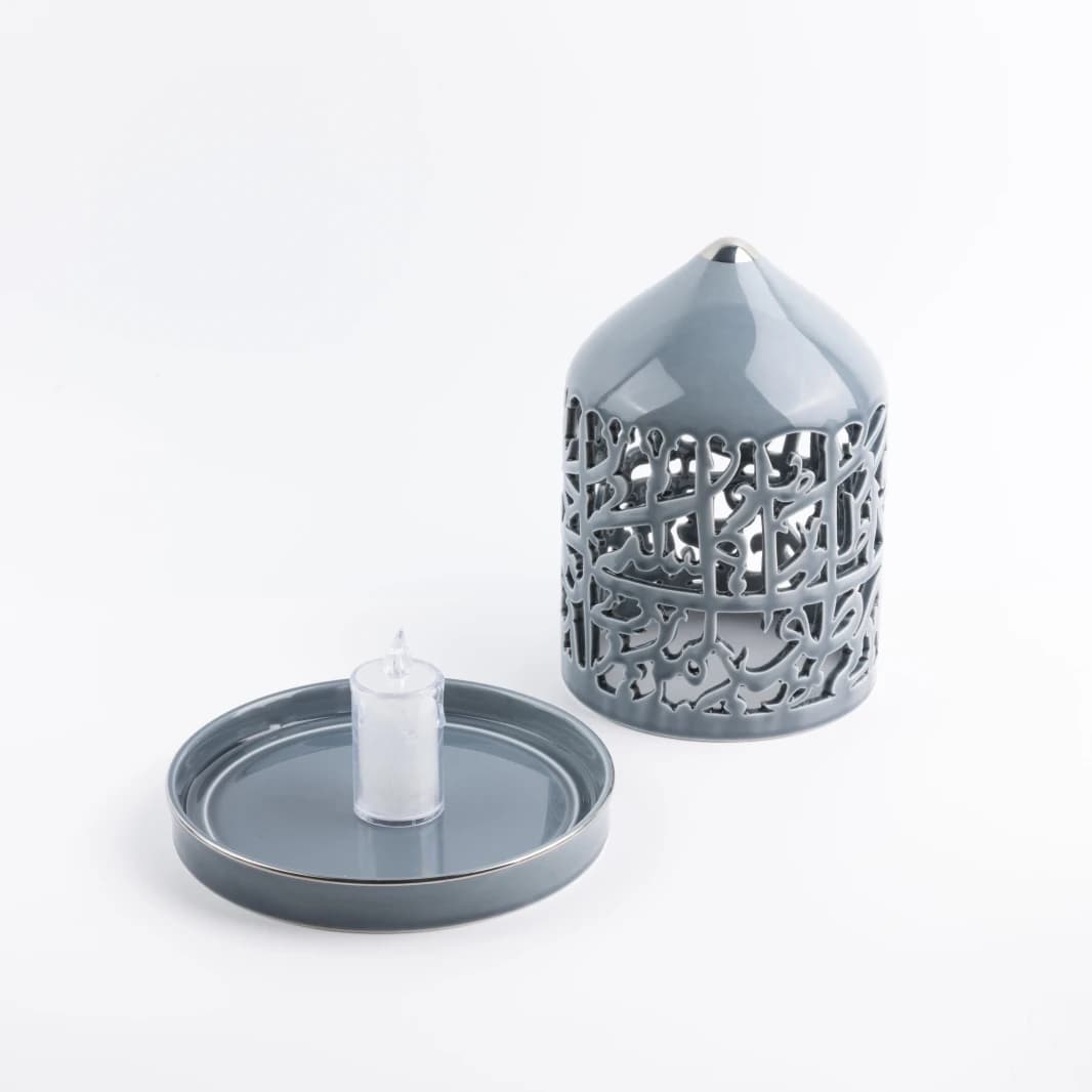 Large Electronic Candle Holder by Jawar - Blue and Silver