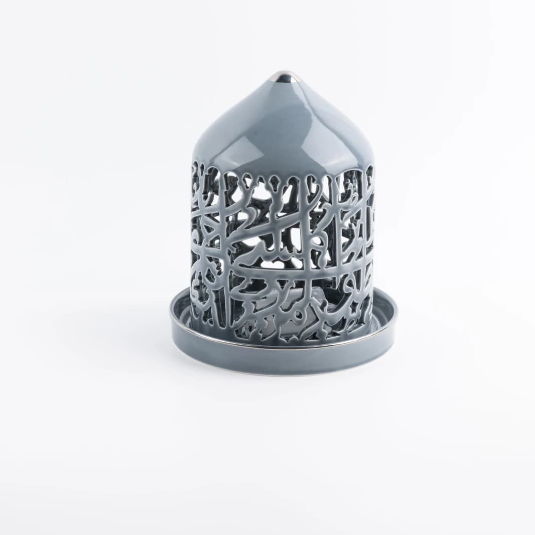 Large Electronic Candle Holder by Jawar - Blue and Silver