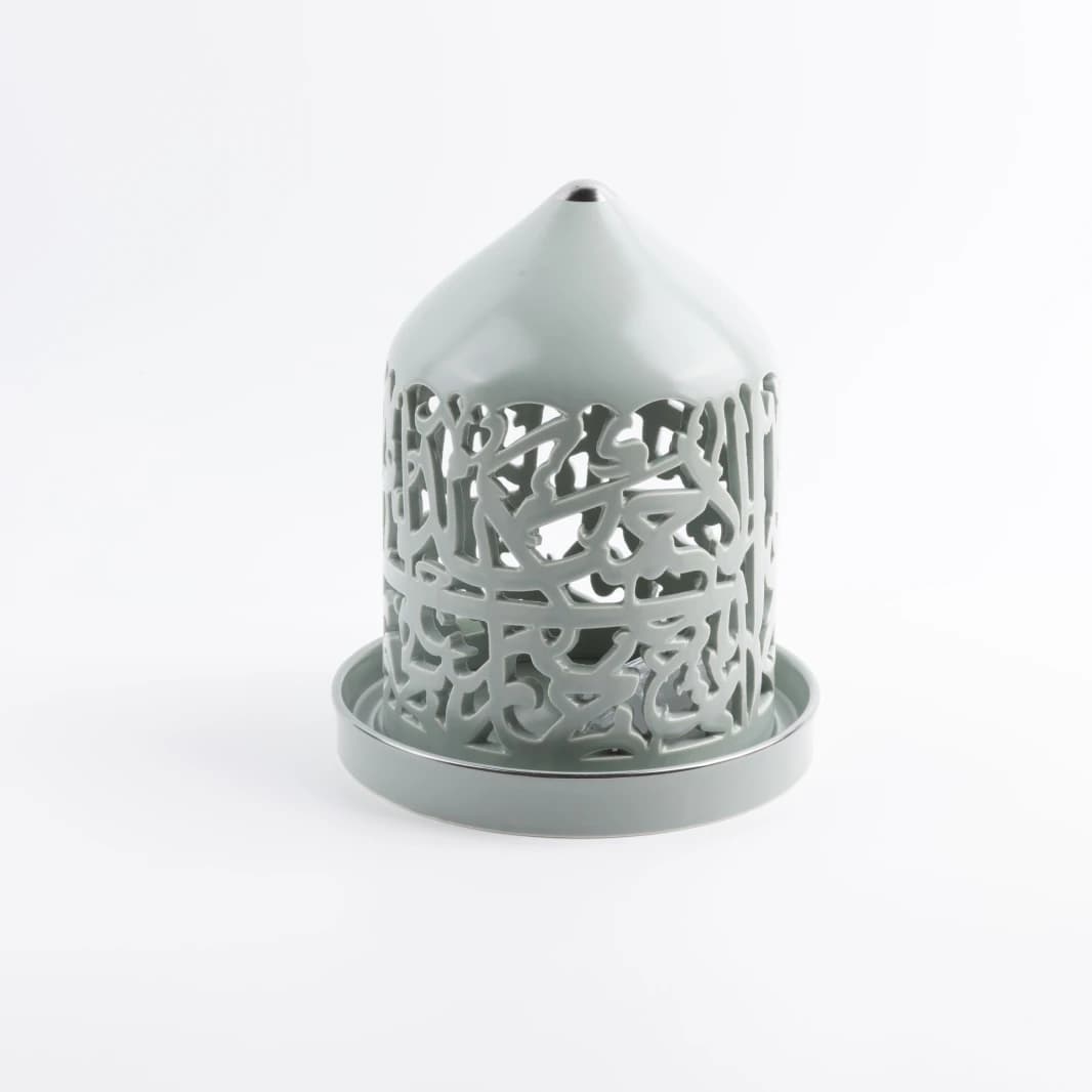 Large Electronic Candleholder by Jawar - Light Green & Silver