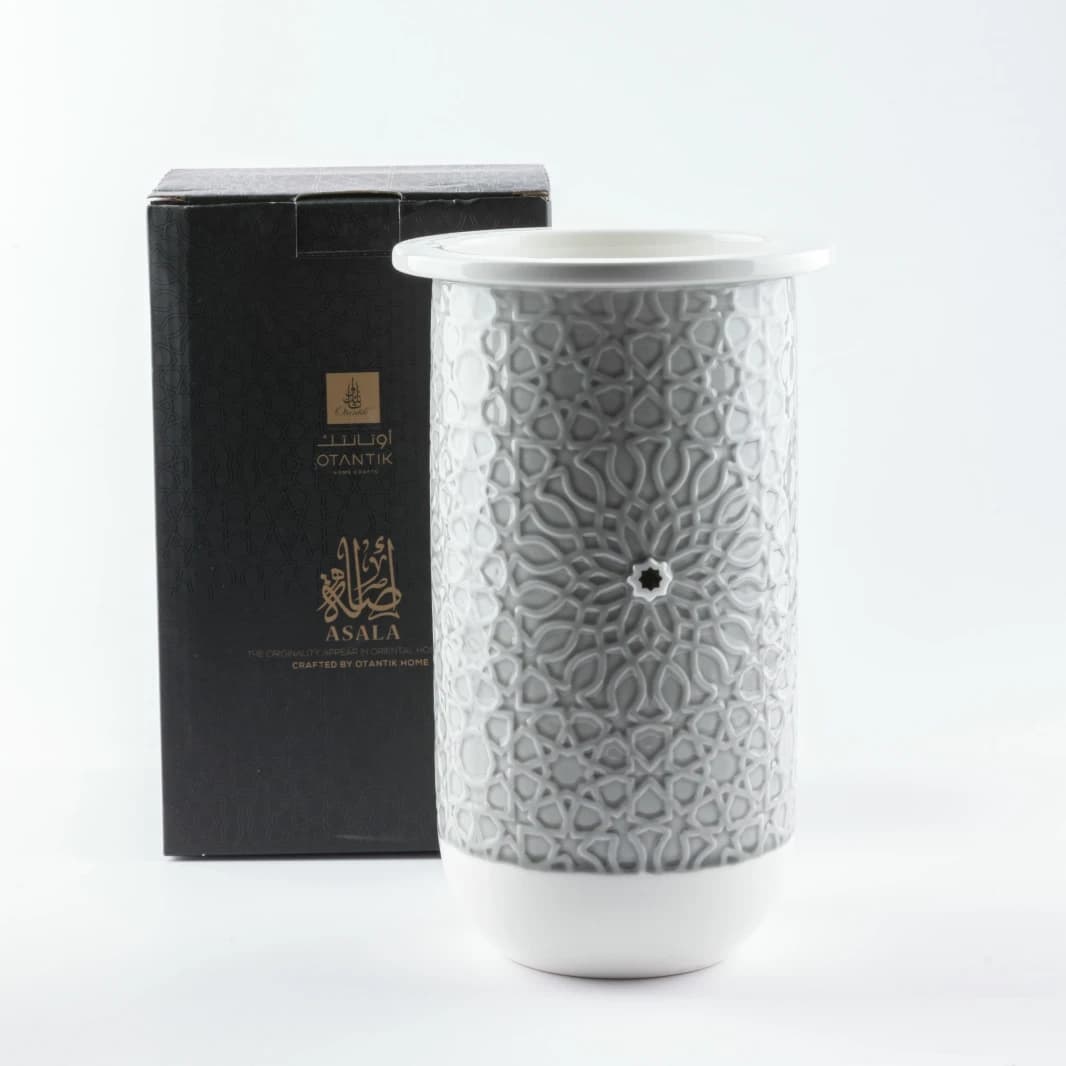Large Porcelain Vase by Asala - Gray and Gold