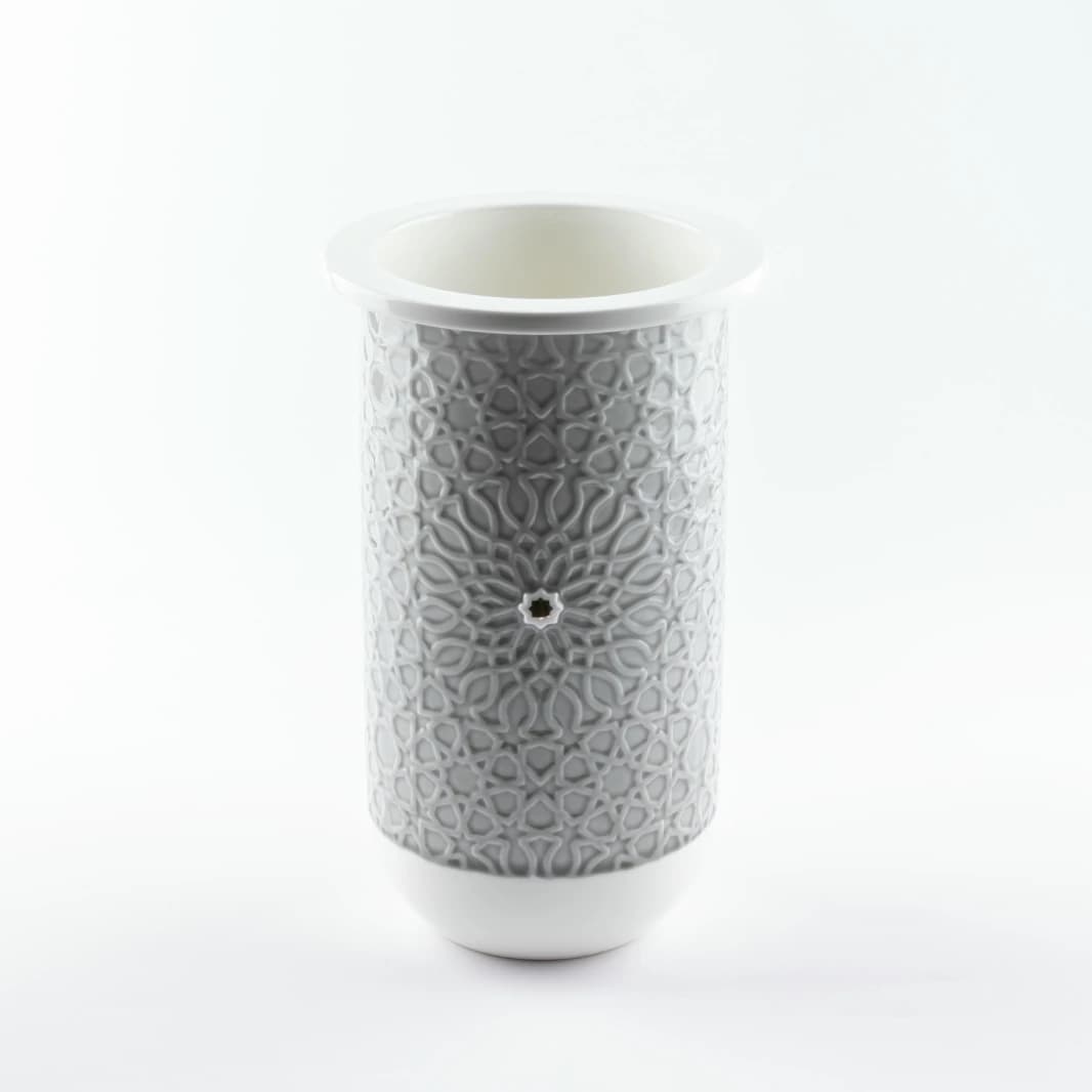 Large Porcelain Vase by Asala - Gray and Gold