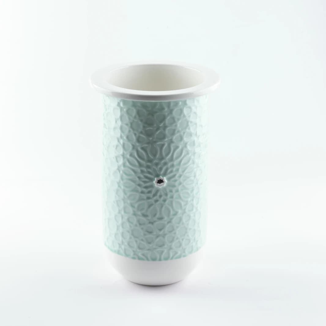Large Porcelain Vase by Asala - Turquoise and Silver