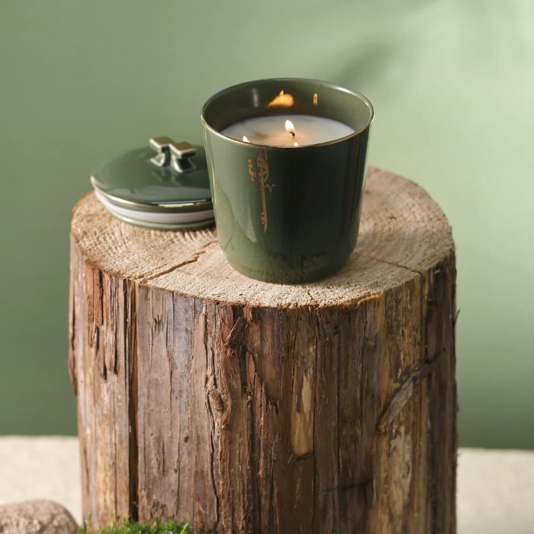 Large Scented Candle Holder by Leqa - Green and Gold