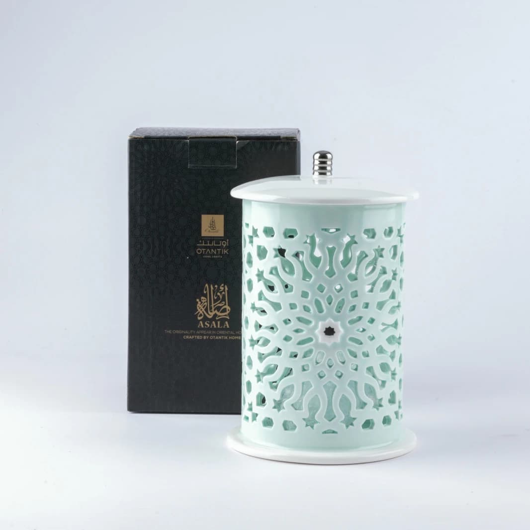 Medium Electronic Candle Holder from Asala - Turquoise and Silver
