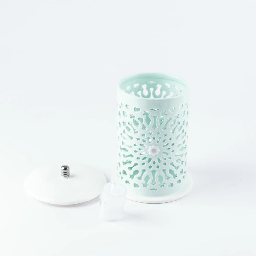 Medium Electronic Candle Holder from Asala - Turquoise and Silver