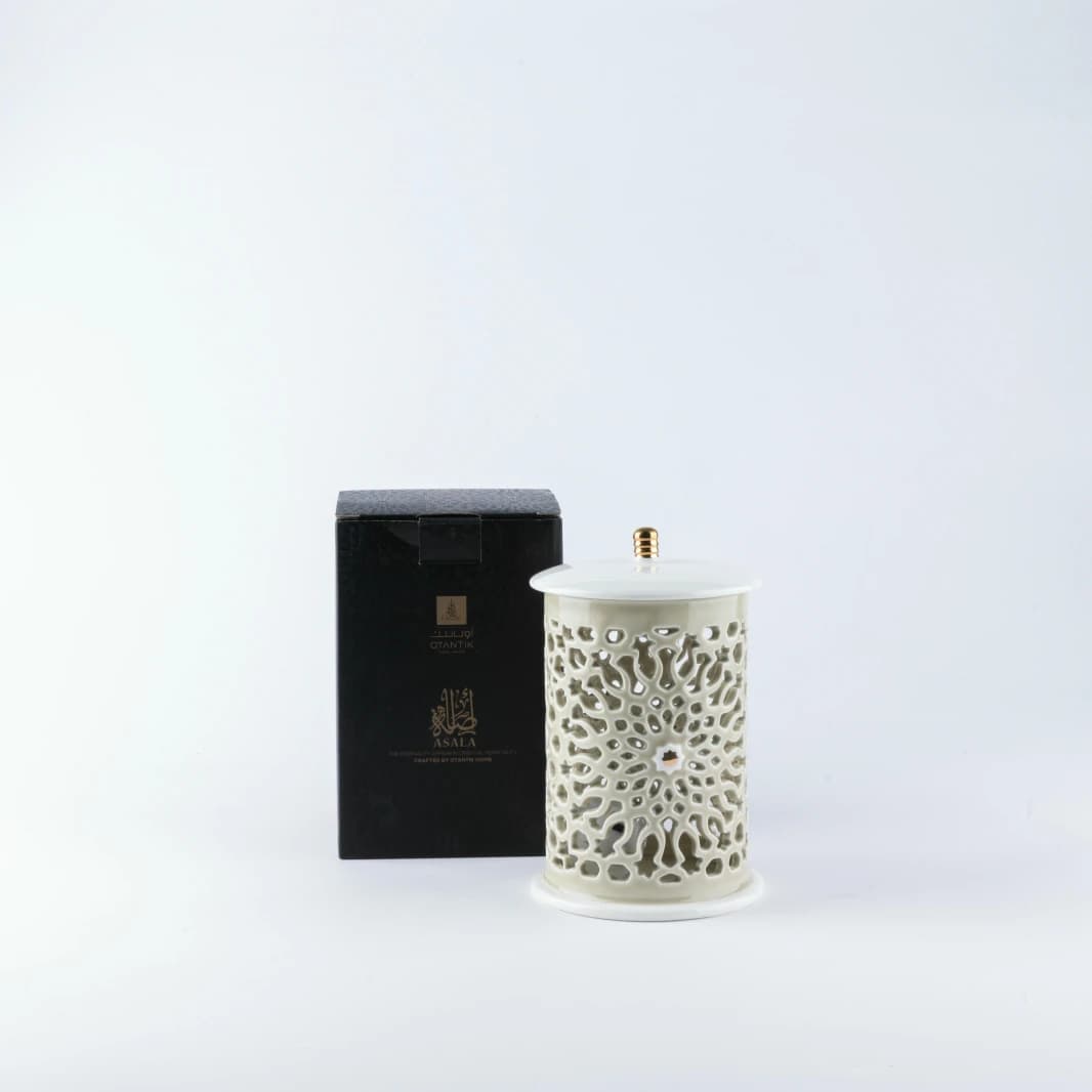 Small Size Electronic Candelabrum by Osala - Beige and Gold