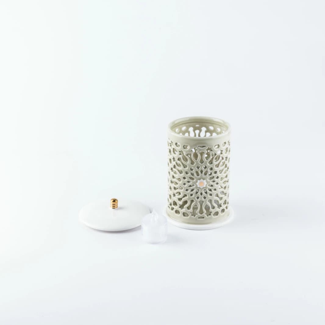 Small Size Electronic Candelabrum by Osala - Beige and Gold