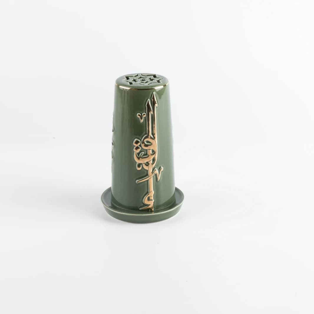 Small Electronic Candle Holder by Liqaa - Green and Gold