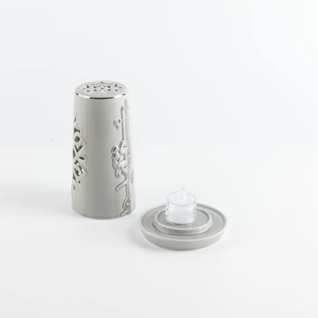 Small Electronic Candle Holder by Liqaa - Gray and Silver