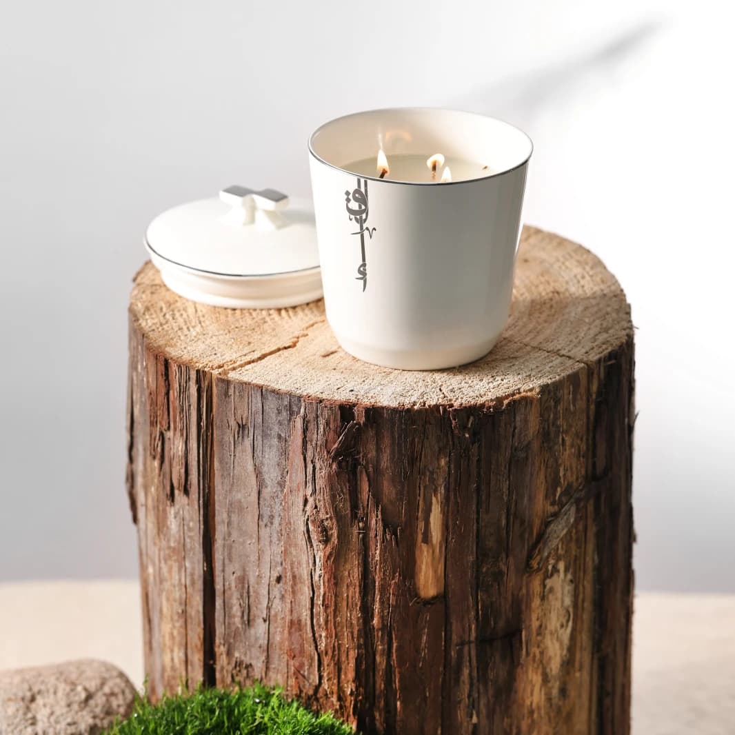 Small Scented Candle Holder from Liqa - Pearl White & Silver