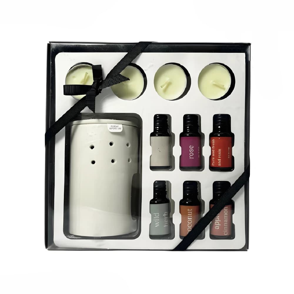 Incense Burner, Essential Oils, and Candles Set