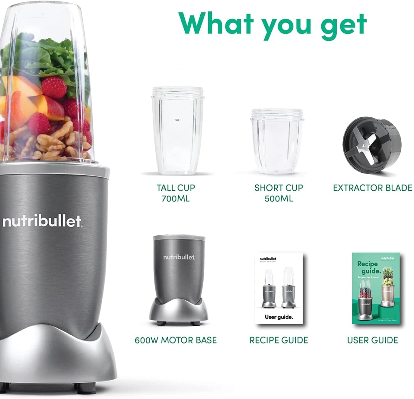 Nutribullet Countertop Blender, 600W (Grey)
