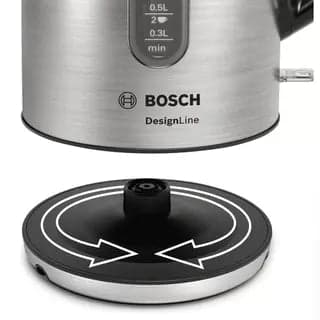 Bosch Electric Kettle 2400W, 1.7 L (Black/Stainless Steel)