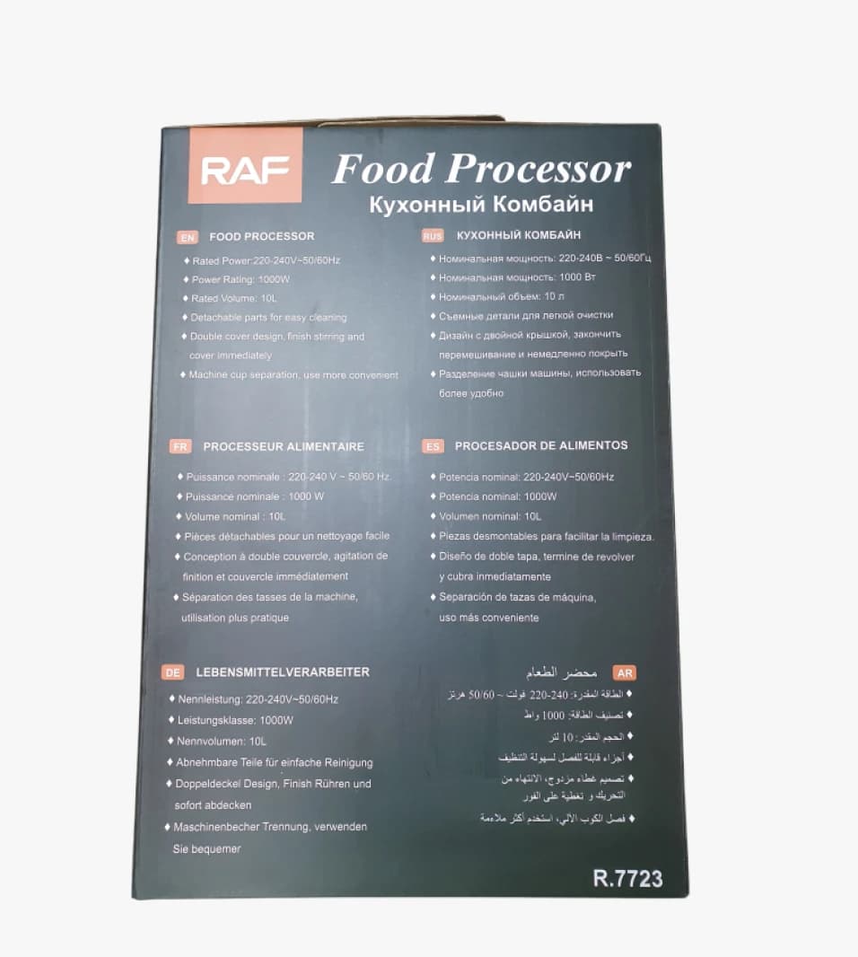 RAF Multi-Function Food Processor with Large 10L Capacity and Safety Features for Modern Kitchens