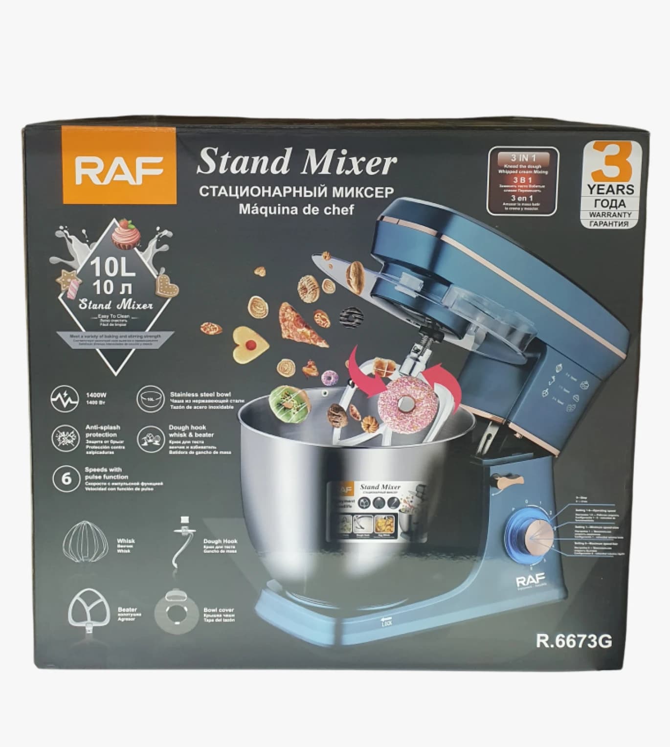 RAF High-Performance Stand Mixer, Designed in Blue for Bakers and Chefs Seeking Quality