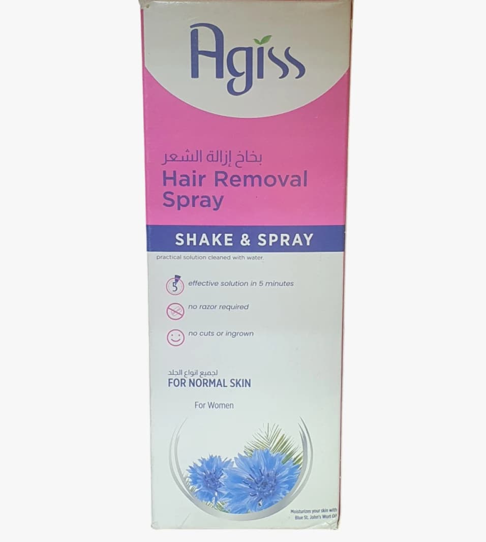 Agiss Women's Hair Removal Spray with Effective 5-Minute Solution for Normal Skin, Easy Application Design Without Cuts