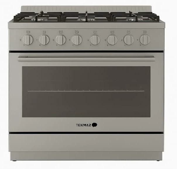 Tekmaz Gas Cooker, 90Cm, 5 Burners, Stainless Steel