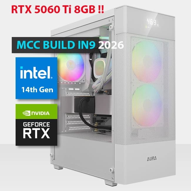 MCC IN9-26 - MIDAS Gaming PC Build || Intel Core i5-14400F 14th Gen 10-Core - ASUS PRIME GeForce RTX 5060 Ti 8GB GDDR7 Graphics Card