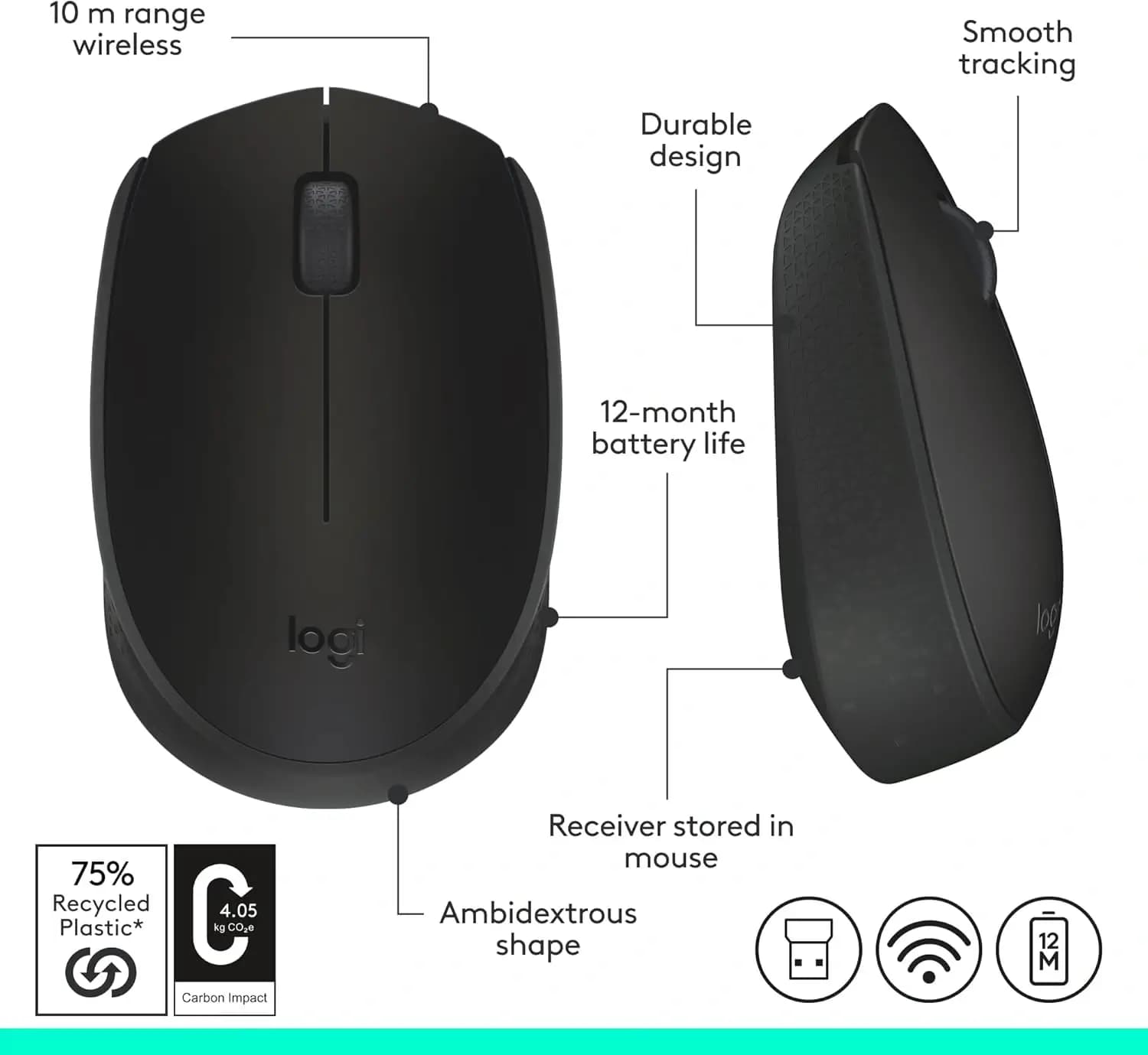 Logitech M171 Black Optical Wireless Mouse