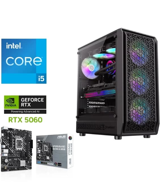 GAMING PC INTEL CORE i5-14400F // RTX 5060 8GB GDDR7 OC // 16GB RAM DDR4 - Custom Build