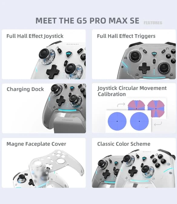 Machenike G5PRO Max 1000HZ Wireless Gaming Controller - White