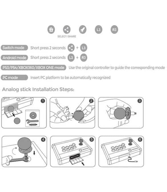 Dobe 7 IN 1 Arcade Fighting Stick