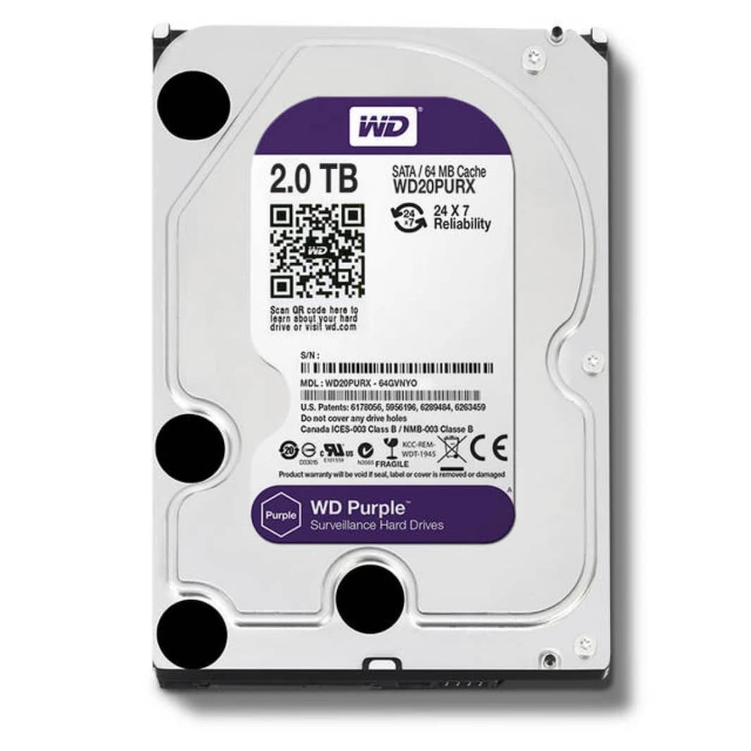 WD 2TB Purple Surveillance Internal Hard Drive HDD 64 MB Cache 3.5" SATA