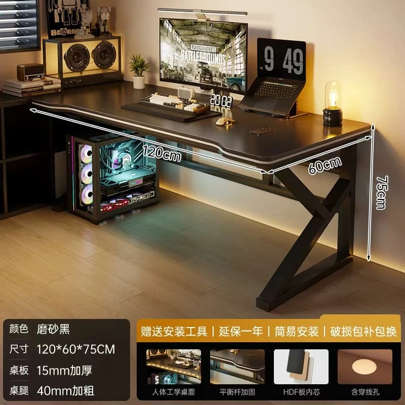 Study Table with Metal Frame and Wooden Surface