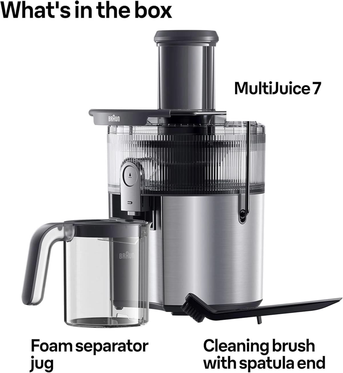 Braun Spin juicer 1000 W 2 L Pulp container 2 Speed Settings Grey