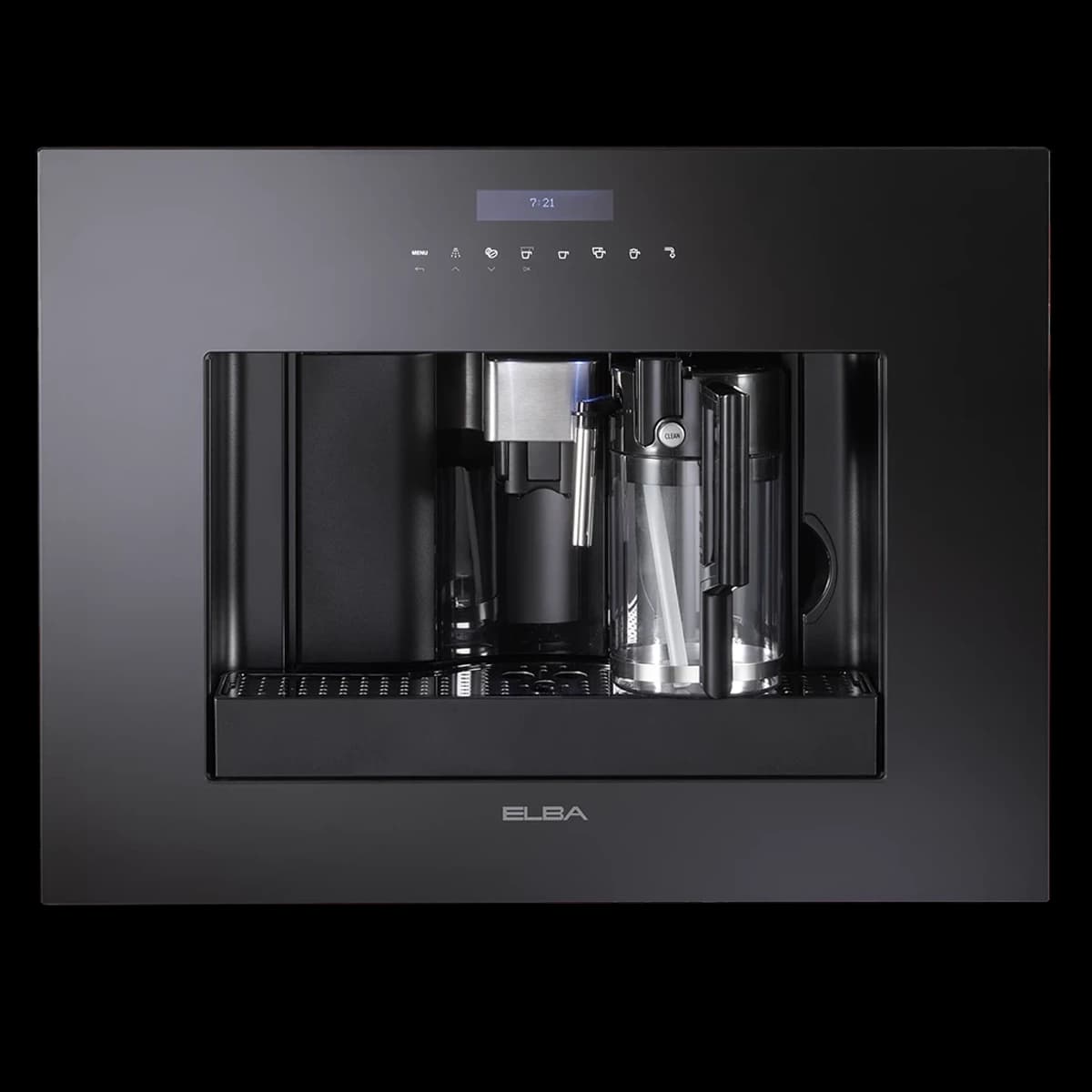 Elba Fully Automatic Built-in Coffee Cappuccino Maker Black Glass 45cm