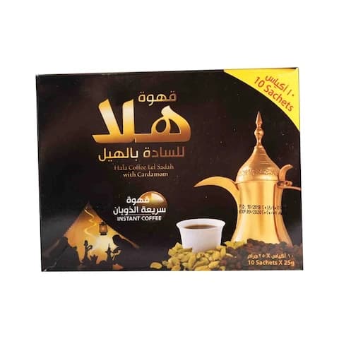 Hala Instant Coffee Plain With Cardamom 25 Gram 10 Bag