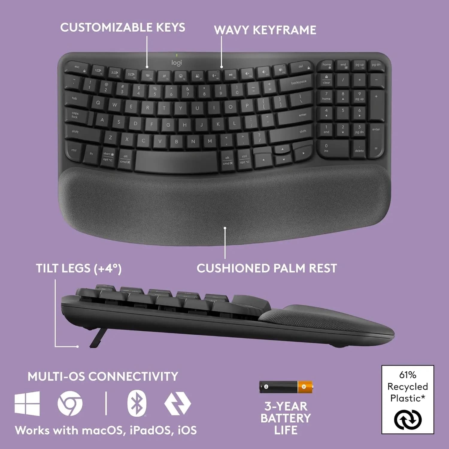 Logitech Wave Keys Wireless Ergonomic Keyboard