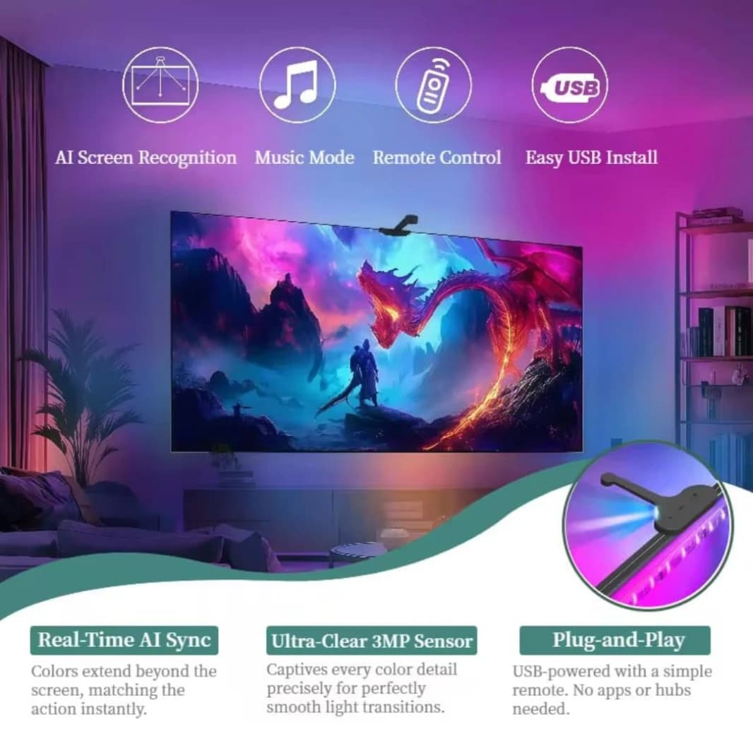 WACUAAO AI Sync LED TV Backlight with Camera