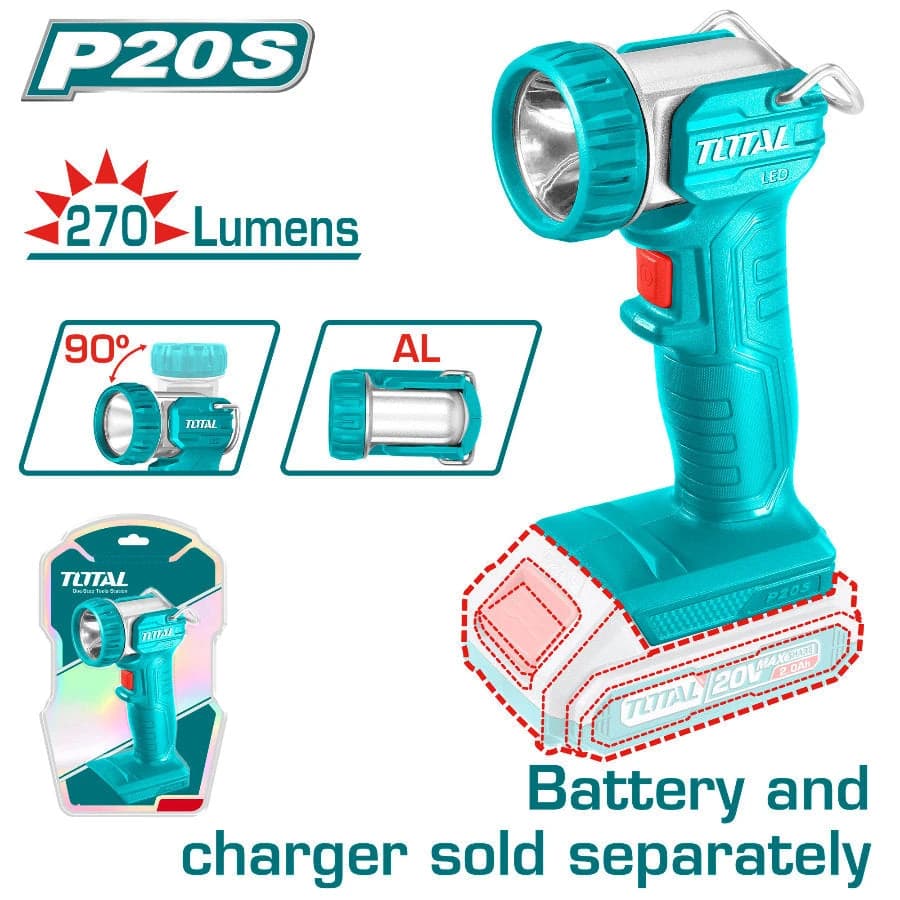 Total 20V Lithium-Ion Work Lamp Bright LED & Adjustable Head