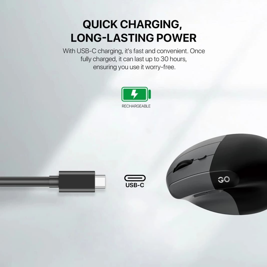 فأرة فانتك W195R GO COMFY العمودية المريحة اللاسلكية والبلوتوث