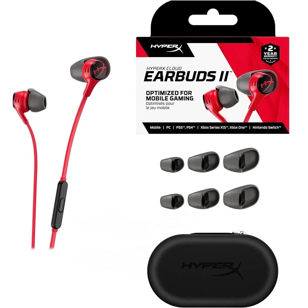 سماعات HyperX Cloud Earbuds II للألعاب مع ميكروفون