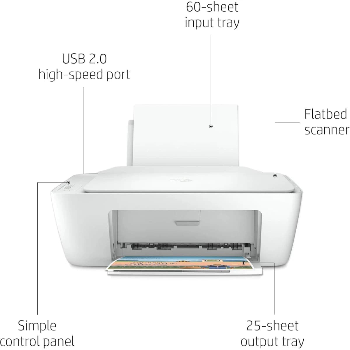 HP DeskJet 2320 All-in-One Printer, Color, Home Use, Print, Copy, Scan, White