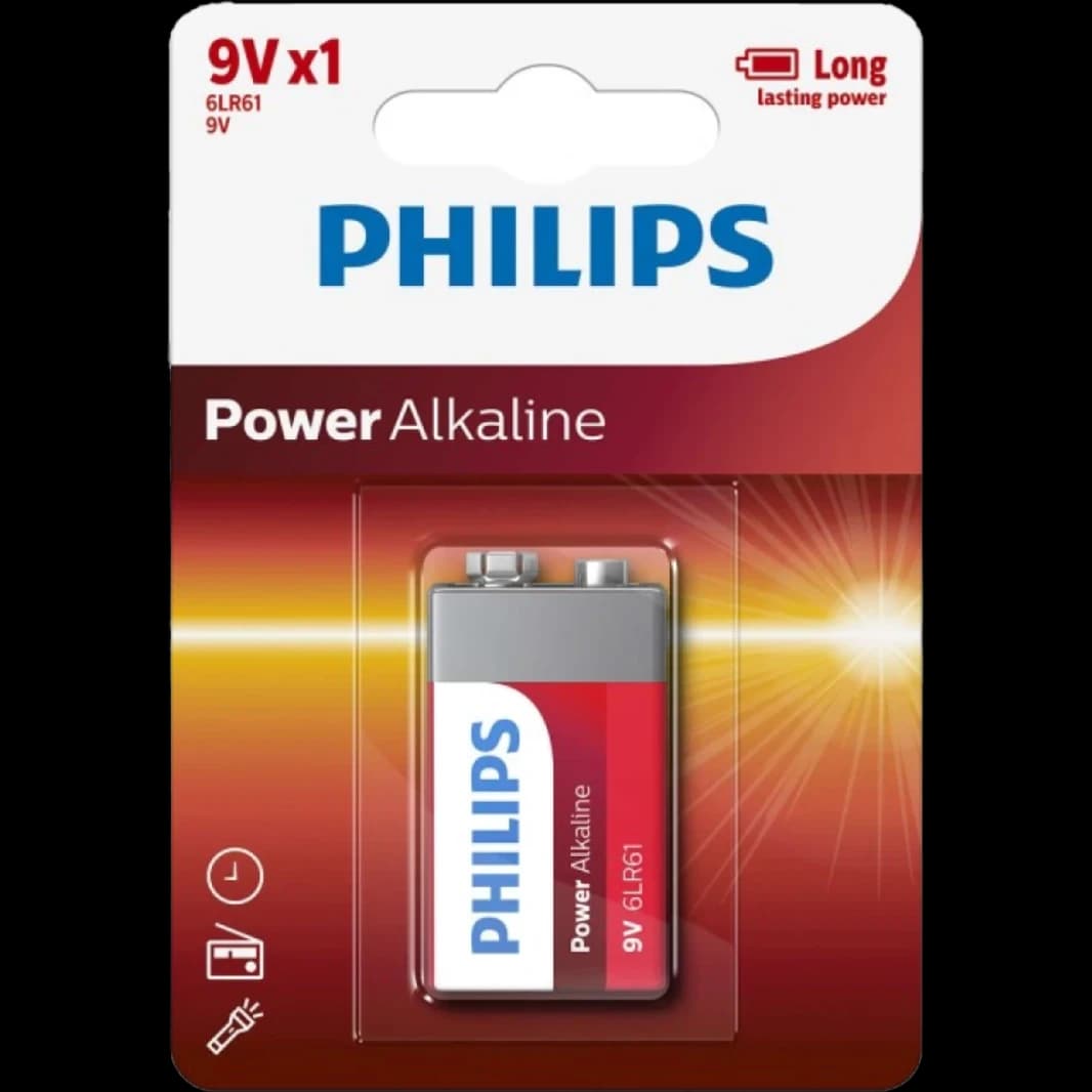 Philips Power Alkaline Batteries 9V - 1 Pack