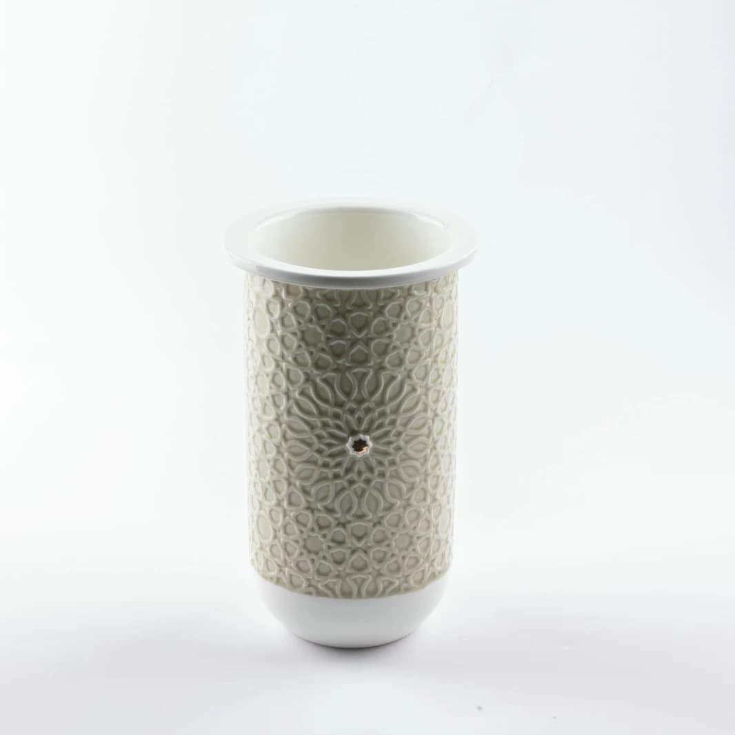 Aseela Small Porcelain Vase - Beige and Gold