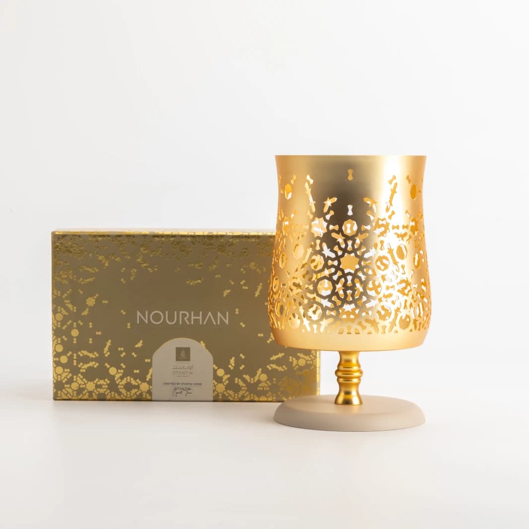Large Candle Holder by Norhan - Matte Gold + Beige